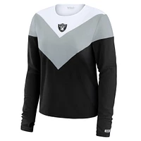 T-shirt à manches longues noir/argenté chevrons Tri-Blend pour femme WEAR by Erin Andrews des Las Vegas Raiders