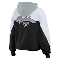 Women's WEAR by Erin Andrews Black/White Las Vegas Raiders Color Block Full-Zip Hoodie