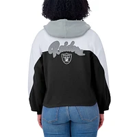 Women's WEAR by Erin Andrews Black/White Las Vegas Raiders Color Block Full-Zip Hoodie