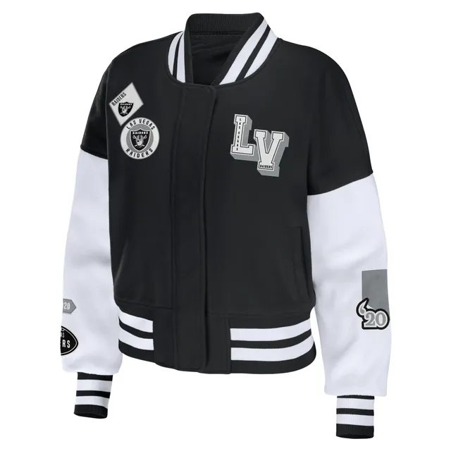 LAS VEGAS RAIDERS TRIPLE BLACK WOOL VARSITY JACKET (BLACK) – Pro Standard