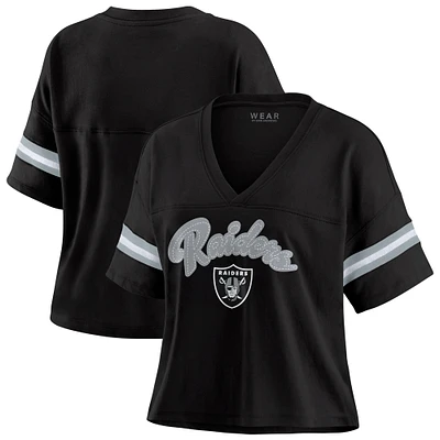 T-shirt boxy à blocs de couleurs noir/blanc pour femme WEAR by Erin Andrews, grande taille, motif Las Vegas Raiders