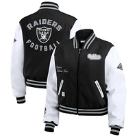 Women's WEAR by Erin Andrews  Black/White Las Vegas Raiders Varsity Full-Zip Jacket