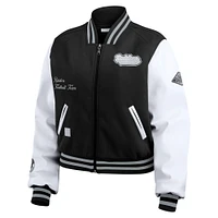 Women's WEAR by Erin Andrews  Black/White Las Vegas Raiders Varsity Full-Zip Jacket