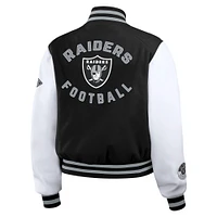 Women's WEAR by Erin Andrews  Black/White Las Vegas Raiders Varsity Full-Zip Jacket