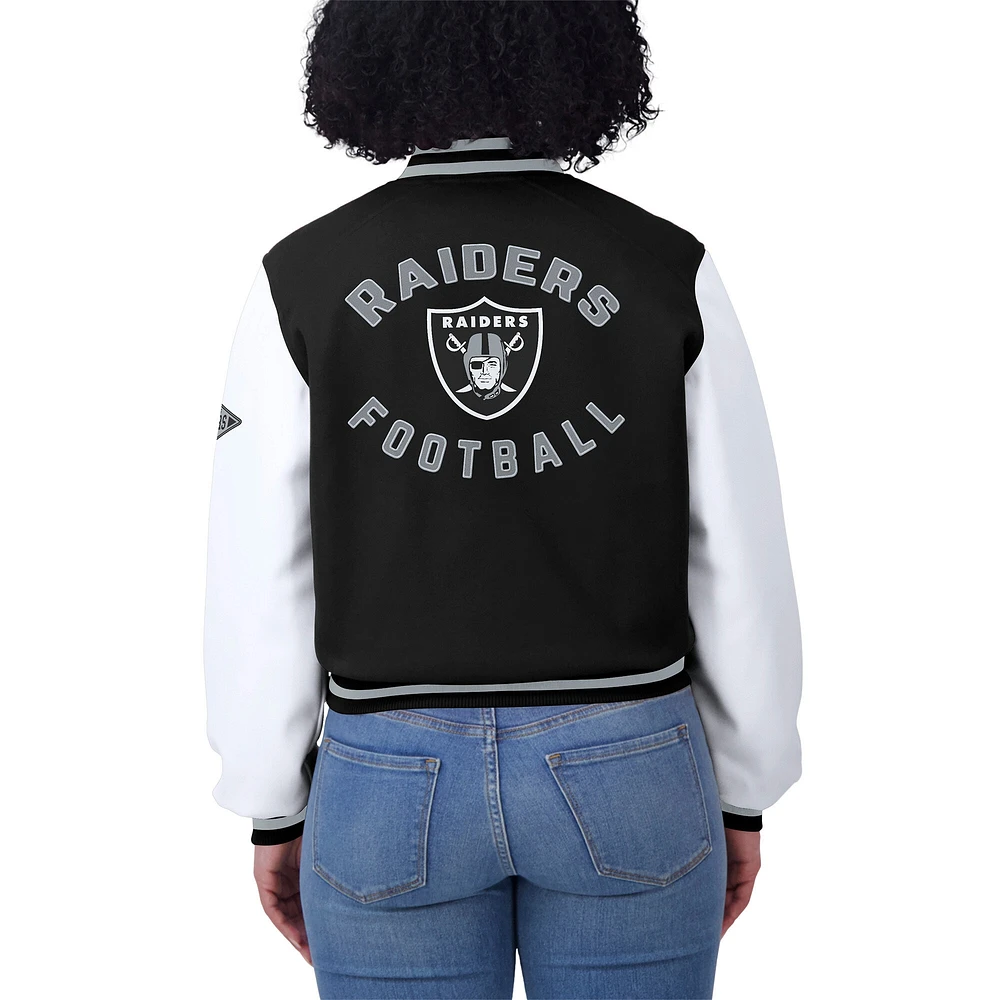 Women's WEAR by Erin Andrews  Black/White Las Vegas Raiders Varsity Full-Zip Jacket