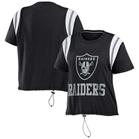 T-shirt à col officier noir blocs de couleurs des Las Vegas Raiders pour femme WEAR by Erin Andrews