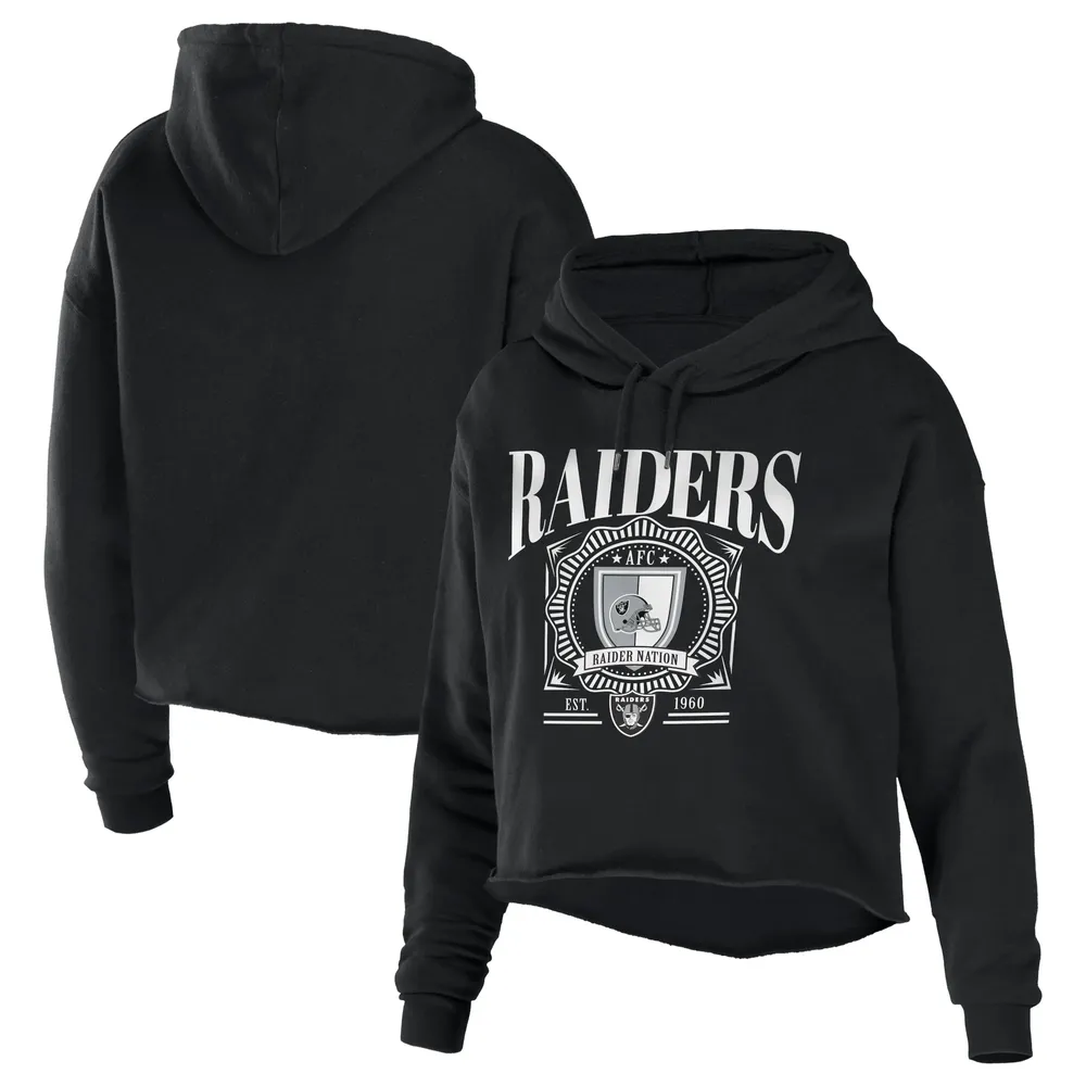 Women's Wear by Erin Andrews Gray Las Vegas Raiders Plus Size Modest Cropped Pullover Hoodie