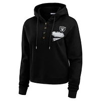 Women's WEAR by Erin Andrews  Black Las Vegas Raiders Plus Waffle Hoodie Pullover Top