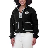 Women's WEAR by Erin Andrews Black Las Vegas Raiders Polar Fleece Half-Zip Jacket