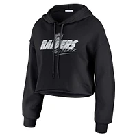 Women's WEAR by Erin Andrews Black Las Vegas Raiders Prime Cropped Pullover Hoodie