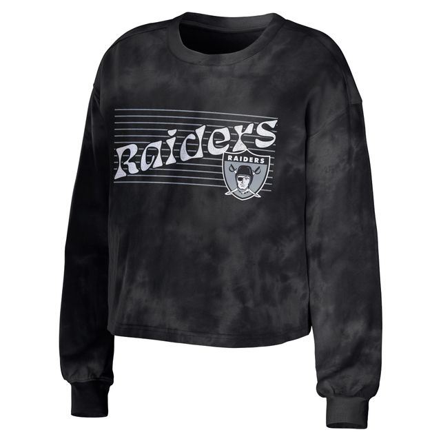 Women's WEAR by Erin Andrews Noir Las Vegas Raiders Sweat-shirt court tie-dye et short Lounge Set