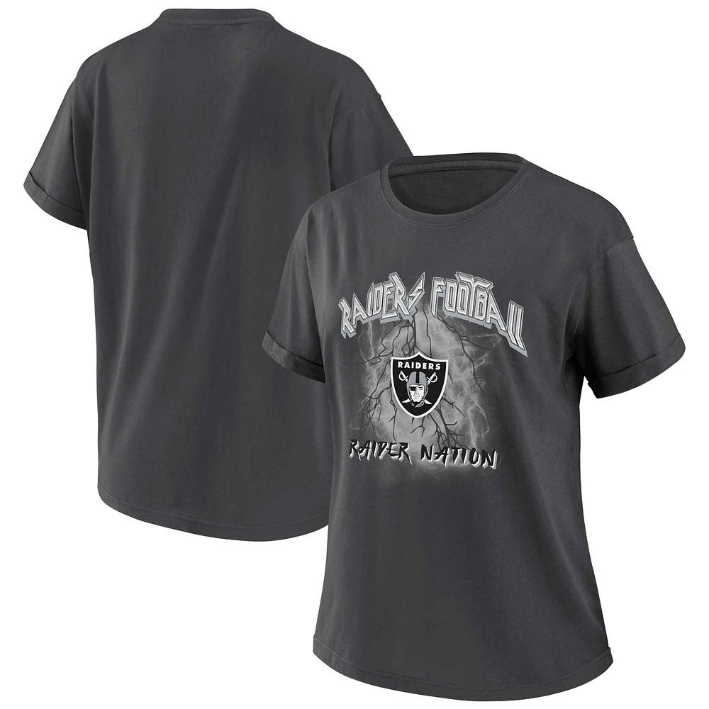 T-shirt boyfriend anthracite pour femme WEAR by Erin Andrews Las Vegas Raiders