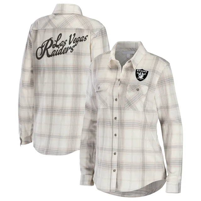 New York Yankees WEAR by Erin Andrews Women's Flannel Button-Up Shirt -  Gray/Cream