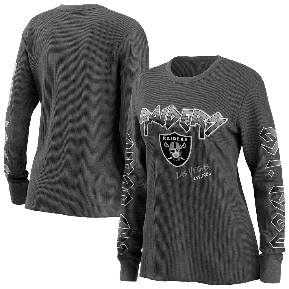 WEAR par Erin Andrews gris Las Vegas Raiders pour femmes - Haut thermique à manches longues