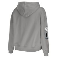 Women's WEAR by Erin Andrews Gray Las Vegas Raiders Plus Modest Cropped Pullover Hoodie