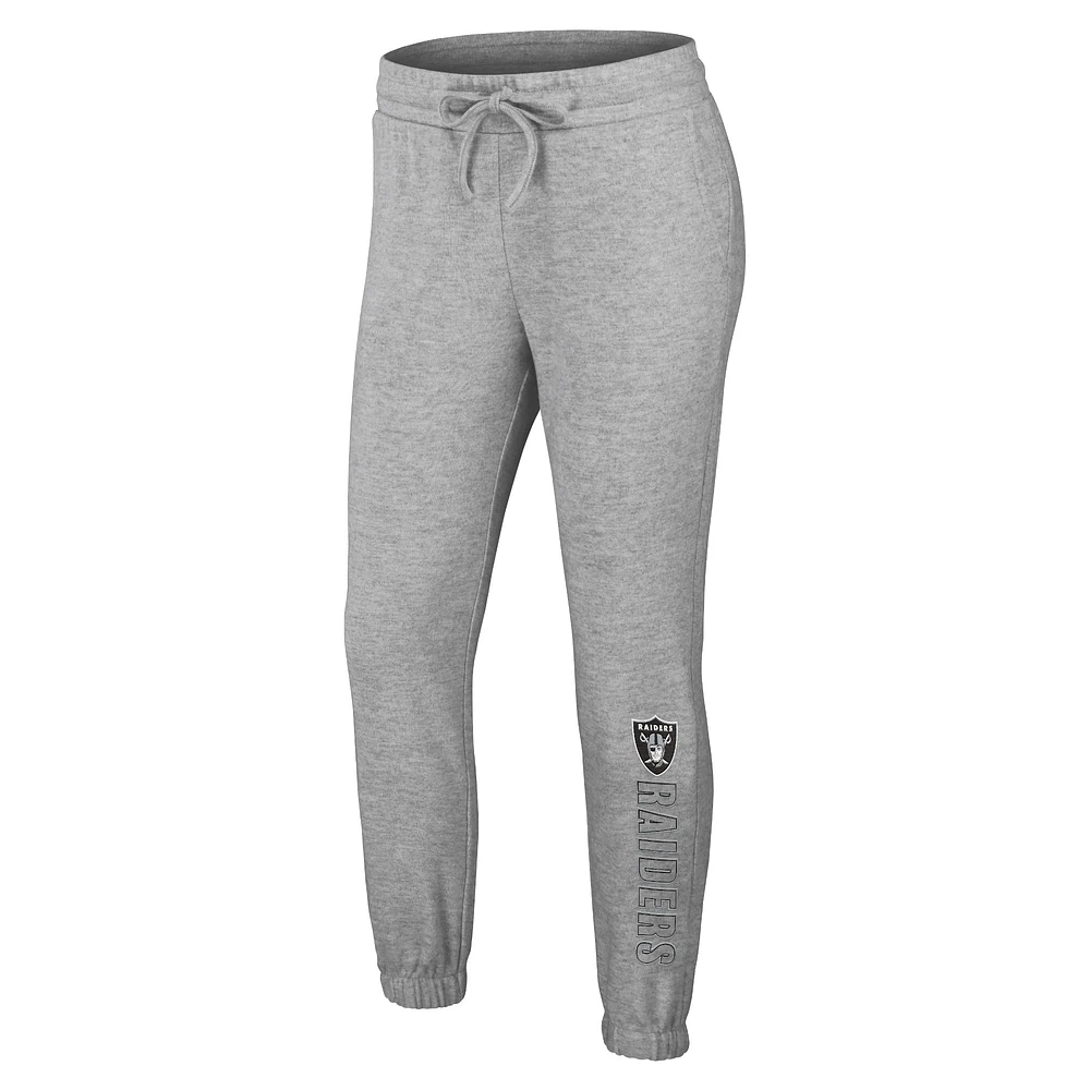 Women's WEAR by Erin Andrews Heather Gray Las Vegas Raiders Knit Long Sleeve Tri-Blend T-Shirt & Pants Sleep Set