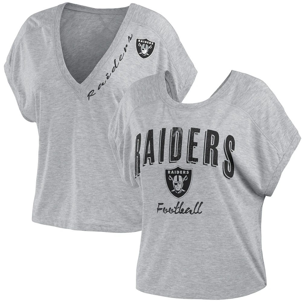 T-shirt réversible gris chiné Las Vegas Raiders pour femme WEAR by Erin Andrews