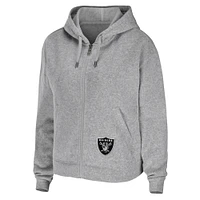 Sweat à capuche zippé gris chiné pour femme WEAR by Erin Andrews de l'équipe des Las Vegas Raiders