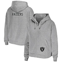 Sweat à capuche zippé gris chiné pour femme WEAR by Erin Andrews de l'équipe des Las Vegas Raiders