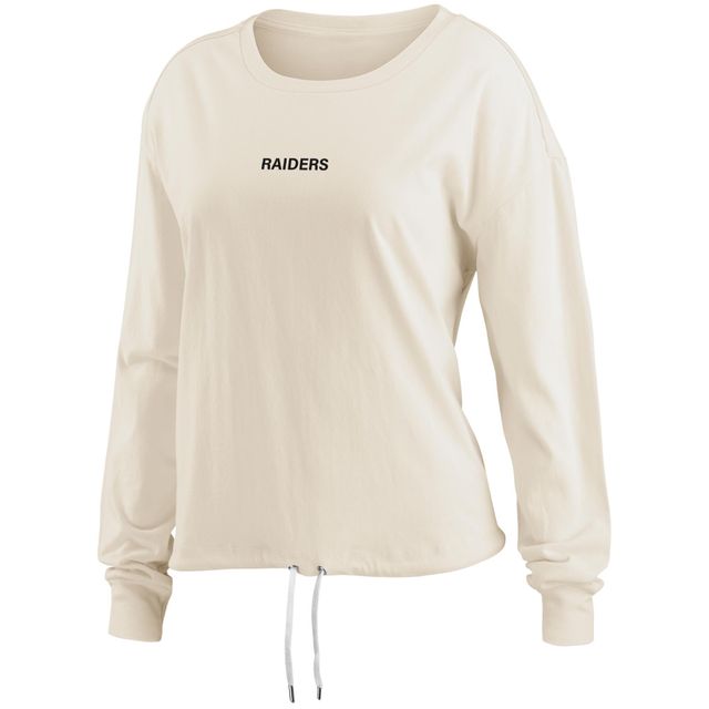 Women's WEAR by Erin Andrews Oatmeal Las Vegas Raiders Long Sleeve