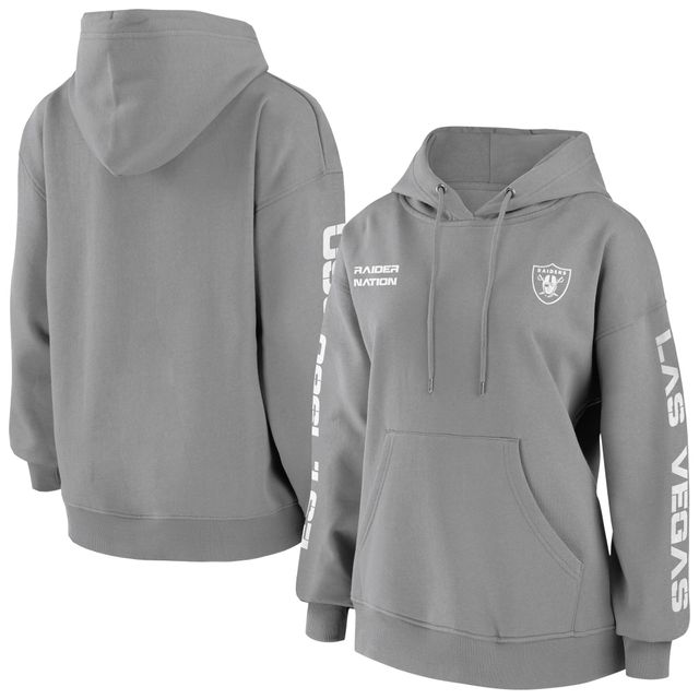 Women's WEAR by Erin Andrews Silver Las Vegas Raiders Puffer Full-Zip  Hoodie Jacket