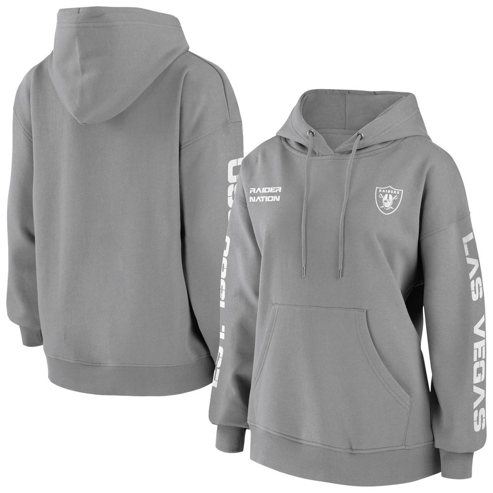 WEAR by Erin Andrews Women's Heathered Gray Las Vegas Raiders Team Full-Zip  Hoodie