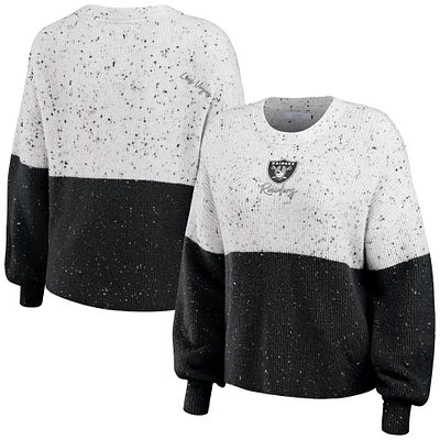 Pull court léger à blocs de couleurs blanc/noir Las Vegas Raiders pour femme WEAR by Erin Andrews