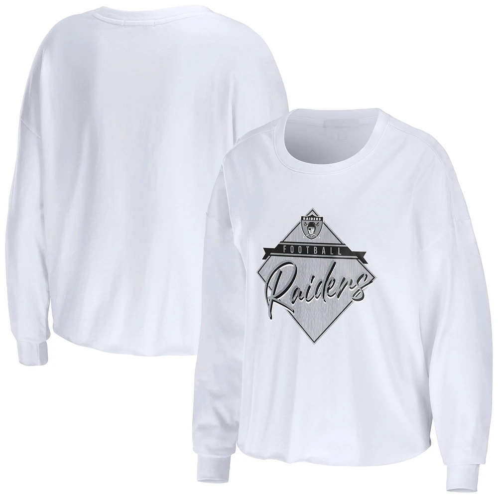 T-shirt court à manches longues pour femme WEAR by Erin Andrews, blanc, motif Las Vegas Raiders