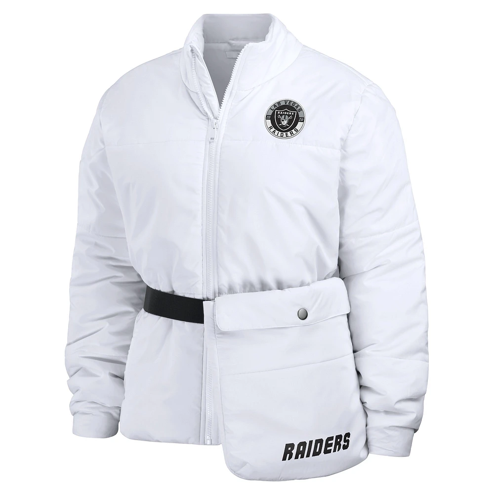 Doudoune zippée repliable blanche WEAR by Erin Andrews pour femme des Las Vegas Raiders