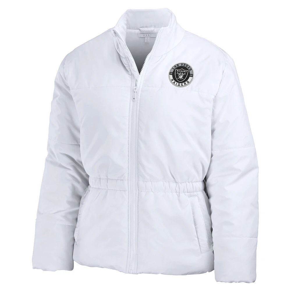 Women's WEAR by Erin Andrews  White Las Vegas Raiders Packaway Full-Zip Puffer Jacket