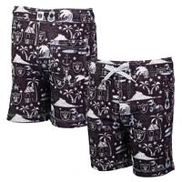 Youth Wes & Willy  Black Las Vegas Raiders Luau Swim Trunks
