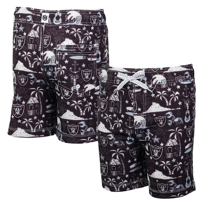 Youth Wes & Willy  Black Las Vegas Raiders Luau Swim Trunks