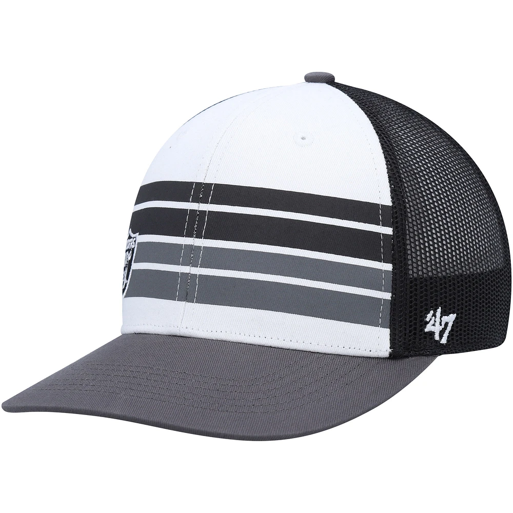 Youth '47 White/Charcoal Las Vegas Raiders Cove Trucker Snapback Hat