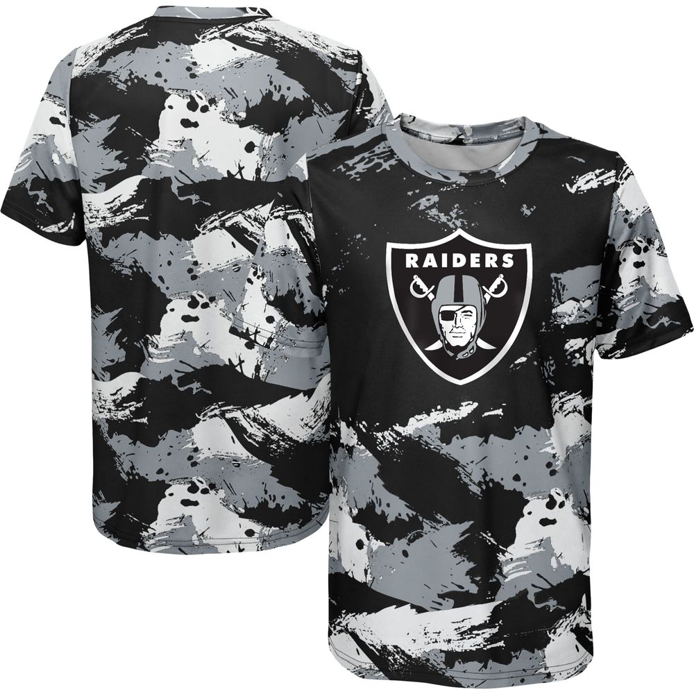 Youth Black/Gray Las Vegas Raiders Cross Pattern - T-Shirt