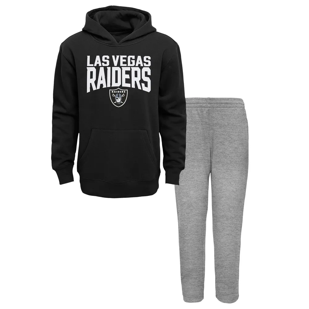 Lids Las Vegas Raiders Youth Fan Flare Pullover Hoodie & Pants Set -  Black/Heathered Gray