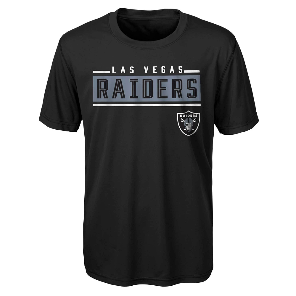 T-shirt noir Las Vegas Raiders Amped Up pour jeune