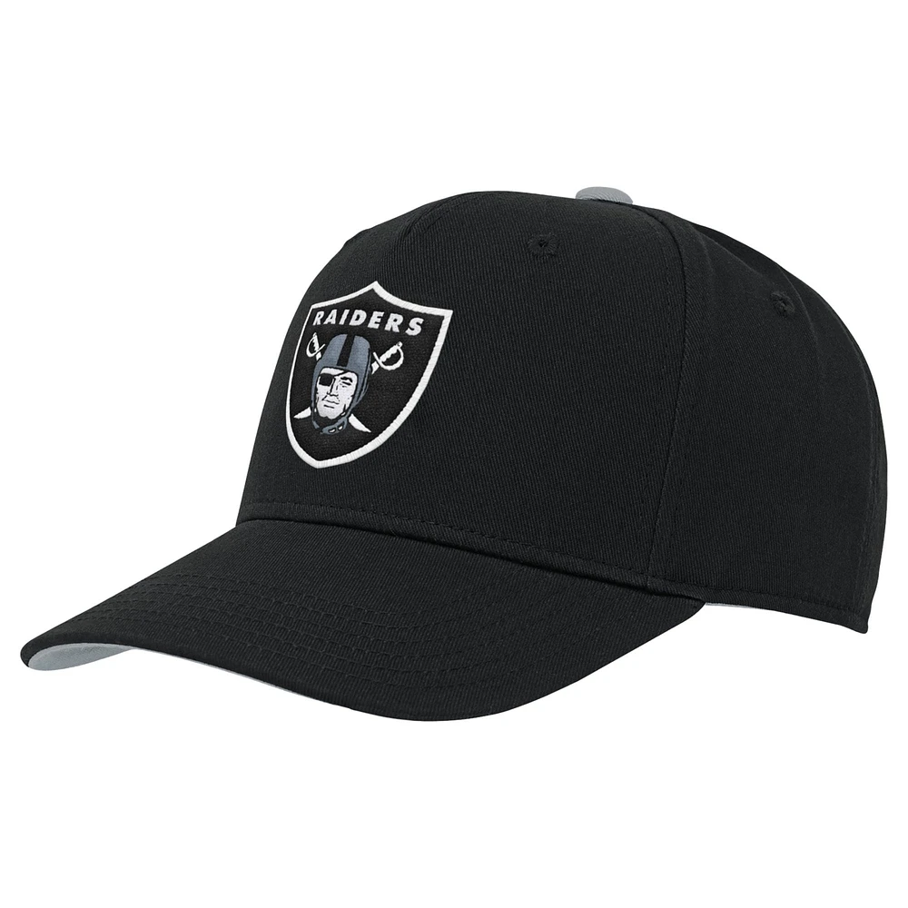 Casquette réglable pré-courbée noire pour jeunes de l'équipe des Las Vegas Raiders