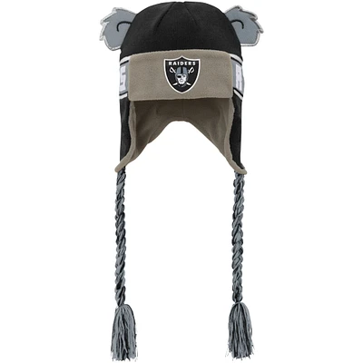 Bonnet en tricot noir pour jeunes Las Vegas Raiders avec oreilles de soldat