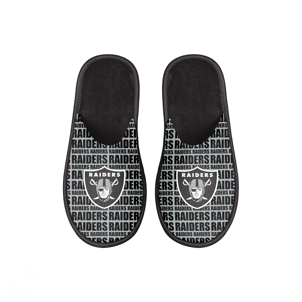 Youth FOCO Las Vegas Raiders Scuff Wordmark Slide Slippers