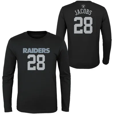 Josh Jacobs Las Vegas Raiders Youth Mainliner Player Name & Number Long Sleeve T-Shirt - Black