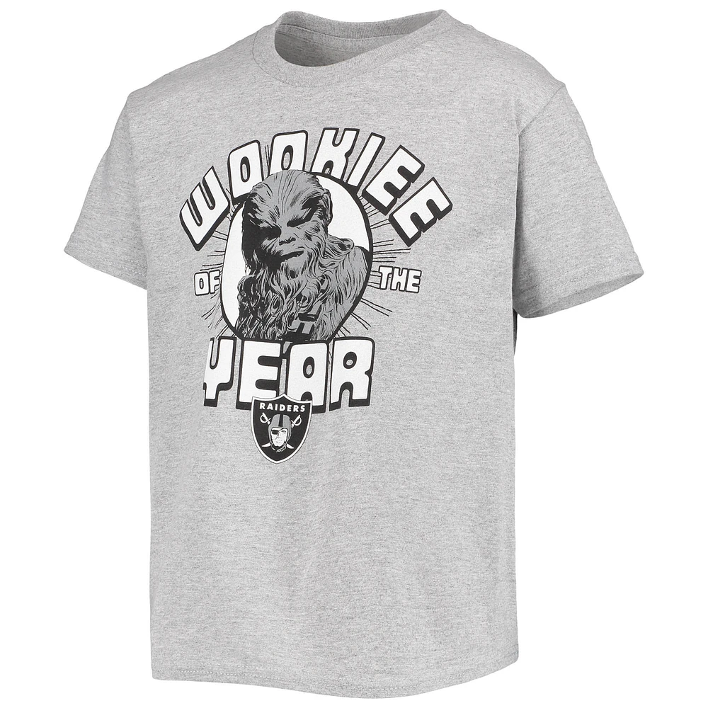 T-shirt gris chiné pour jeunes Junk Food Las Vegas Raiders Star Wars Wookie de l'année