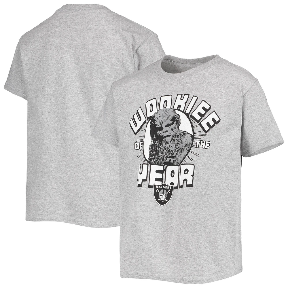 T-shirt gris chiné pour jeunes Junk Food Las Vegas Raiders Star Wars Wookie de l'année