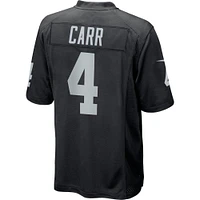 Maillot de jeu Nike noir Team Color Game pour jeunes Las Vegas Raiders Derek Carr