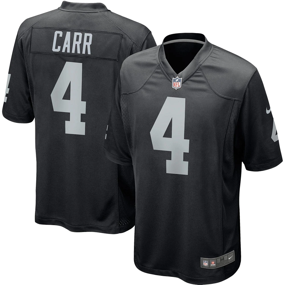 Maillot de jeu Nike noir Team Color Game pour jeunes Las Vegas Raiders Derek Carr