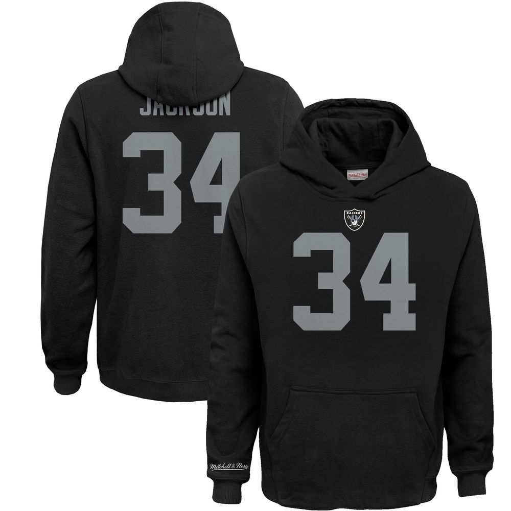 Youth Mitchell & Ness Bo Jackson Black Las Vegas Raiders Retired Player Name Number Pullover Hoodie