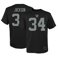 T-shirt noir avec nom et numéro de joueur rétro retraité Mitchell & Ness Bo Jackson des Las Vegas Raiders