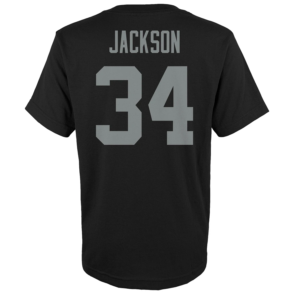 T-shirt noir avec nom et numéro de joueur rétro retraité Mitchell & Ness Bo Jackson des Las Vegas Raiders