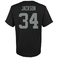 T-shirt noir avec nom et numéro de joueur rétro retraité Mitchell & Ness Bo Jackson des Las Vegas Raiders