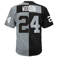 Youth Mitchell & Ness Charles Woodson Black/Silver Las Vegas Raiders Split Legacy Jersey