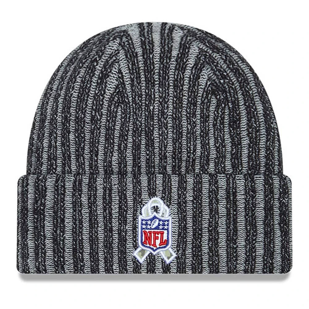 Bonnet en tricot à revers pour jeune New Era noir Las Vegas Raiders 2023 Salute To Service